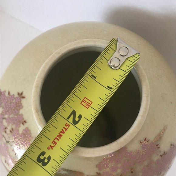 Vintage Japanese Vase Planter Peacock Birds and Cherry Blossom Trees Excellent C - Picture 8 of 16